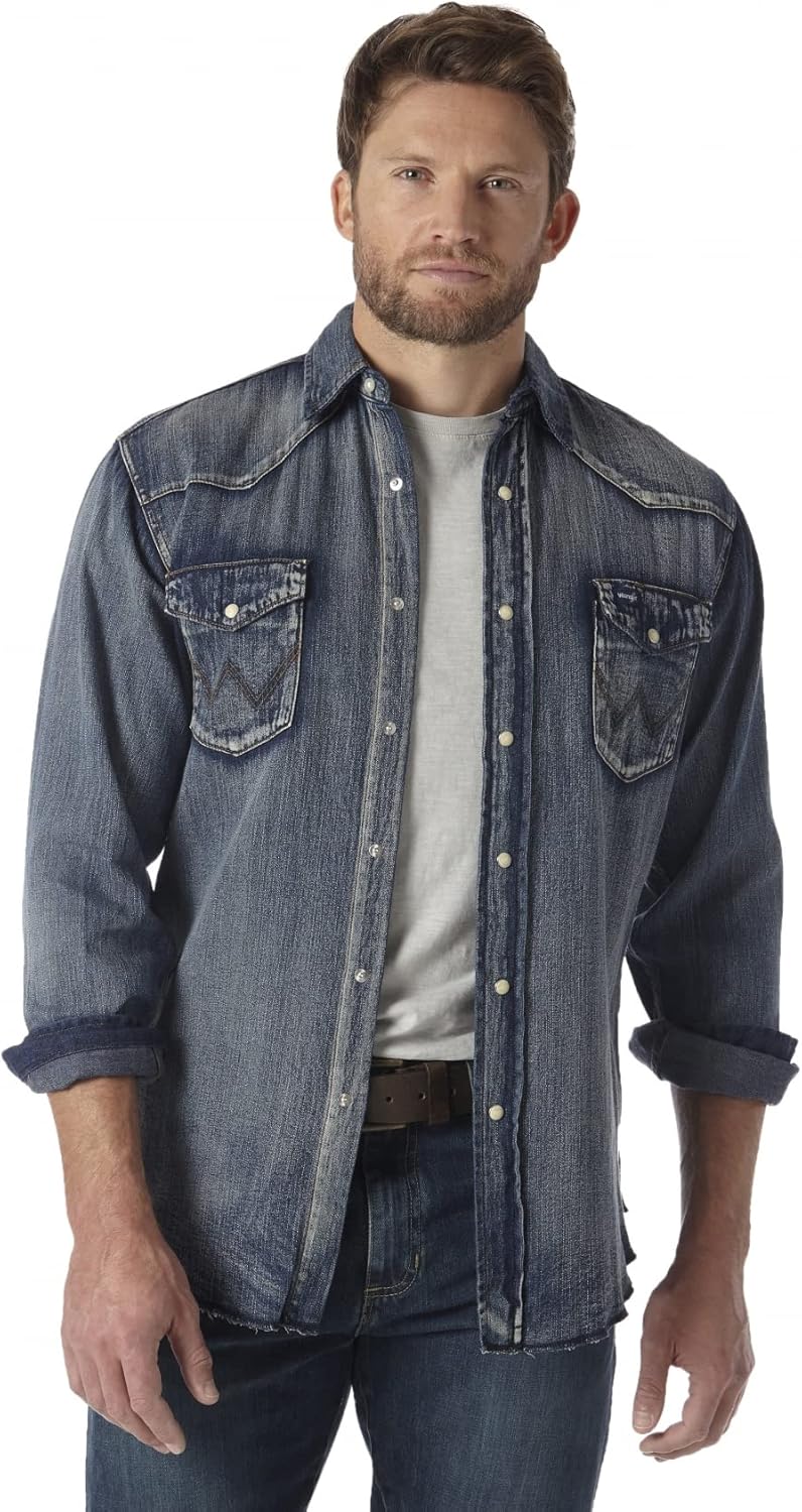 Wrangler Men's Cowboy Cut Western Long Sleeve Snap Work Shirt