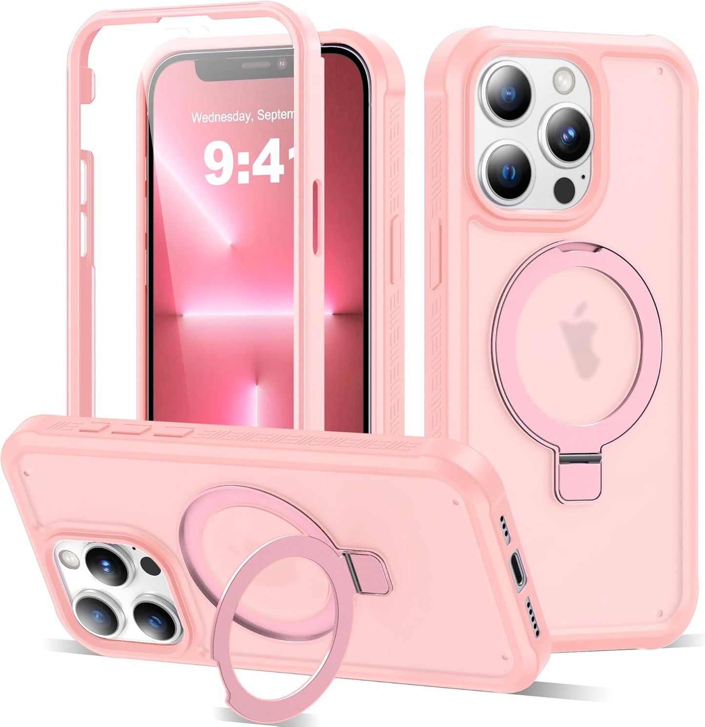 Compatible iPhone 13 Pro Case with Magnetic Ring Stand Protection