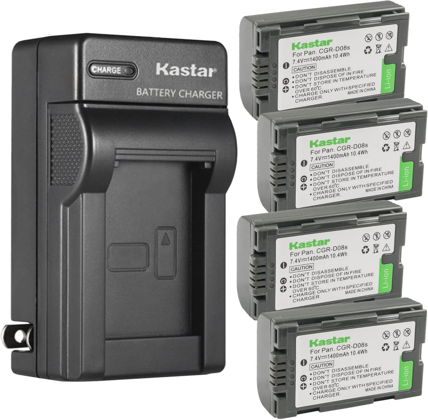 Kastar 4-Pack Battery and AC Wall Charger for Panasonic Cameras