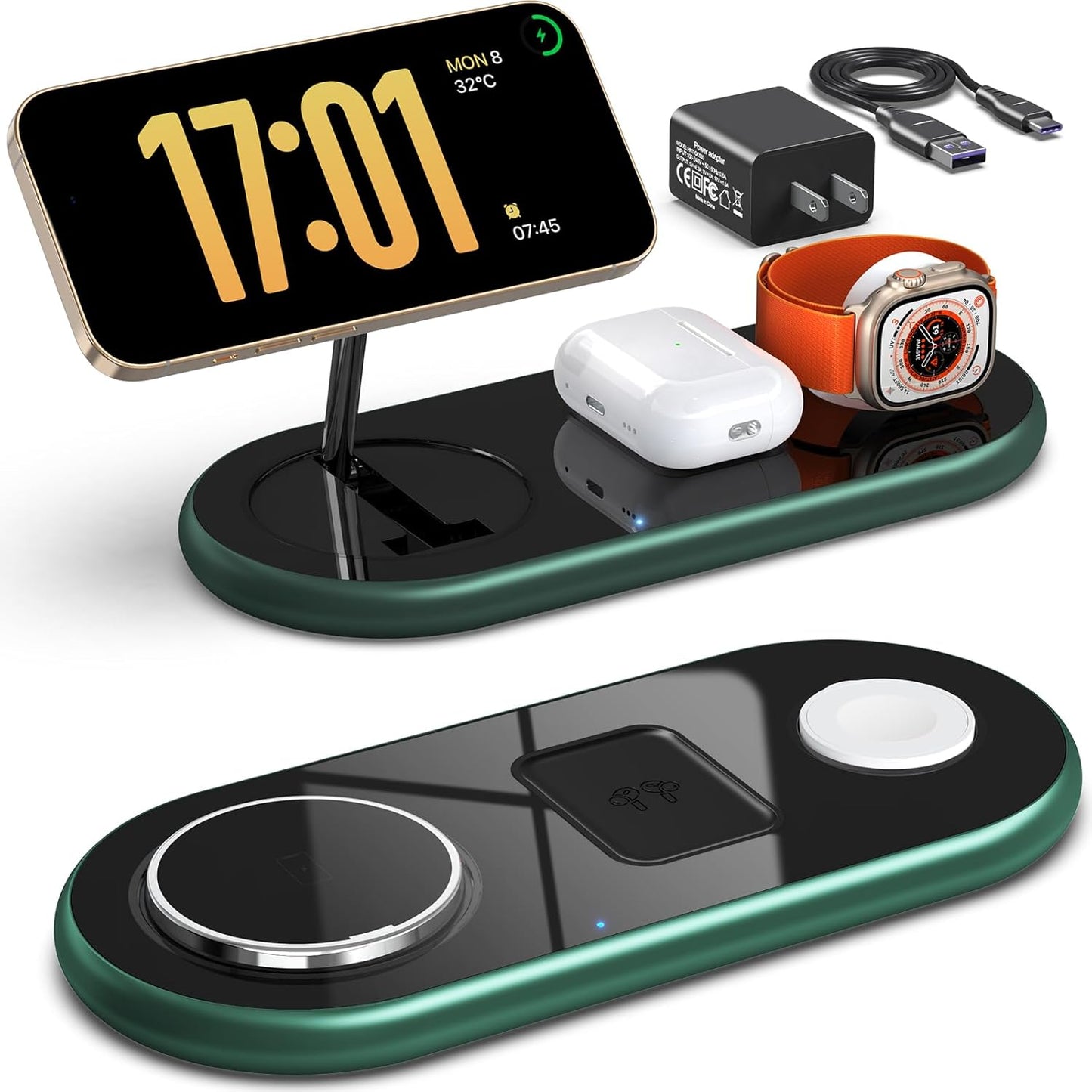 3-in-1 Apple Fast Charger Stand - Alpine Green