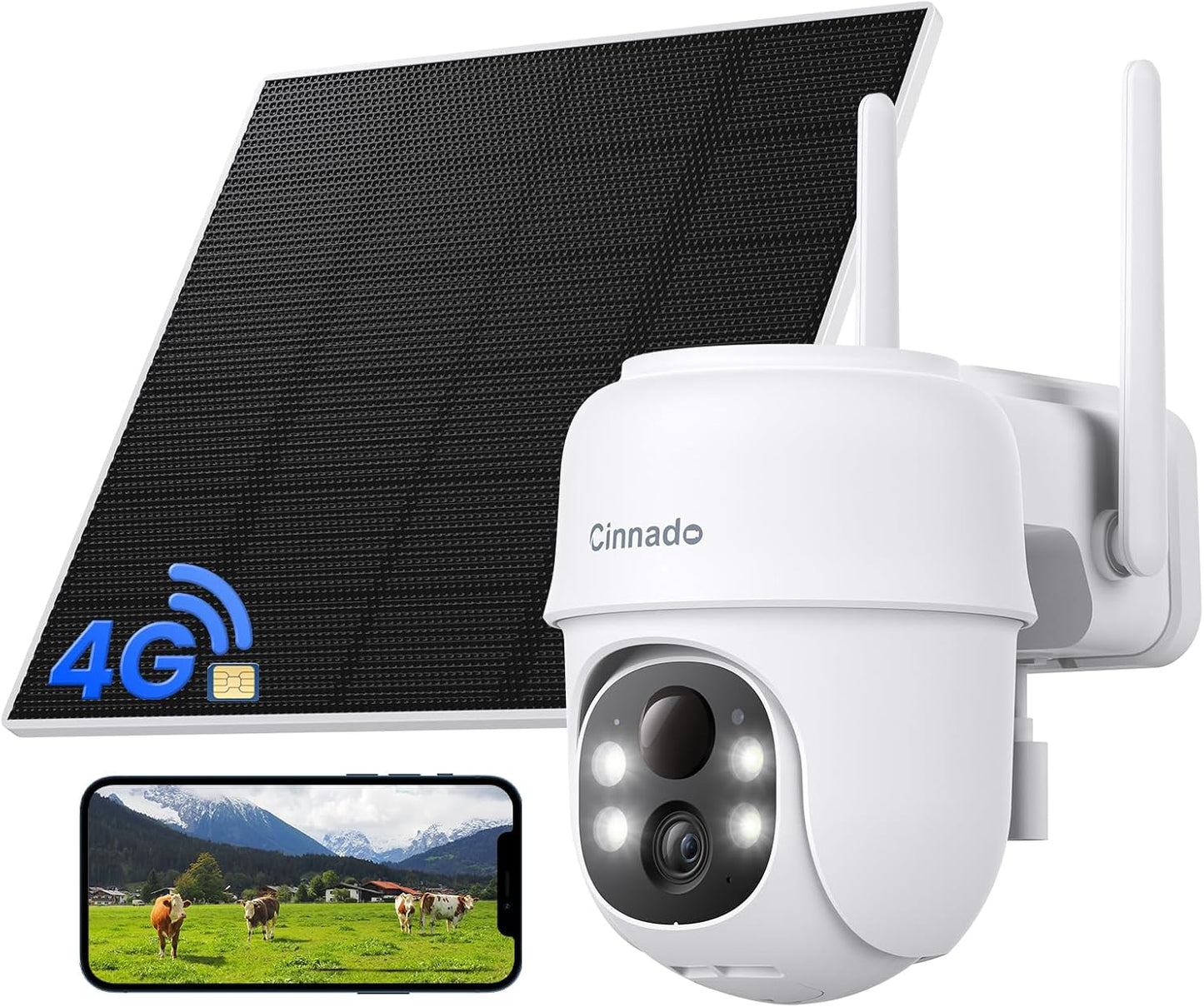 4G LTE Cellular Security Camera with Solar Panel and Night Vision