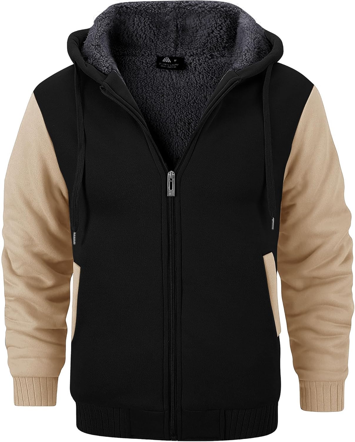 GEEK LIGHTING Mens Fleece-Lined Zip Up Hoodie for Winter Warmth