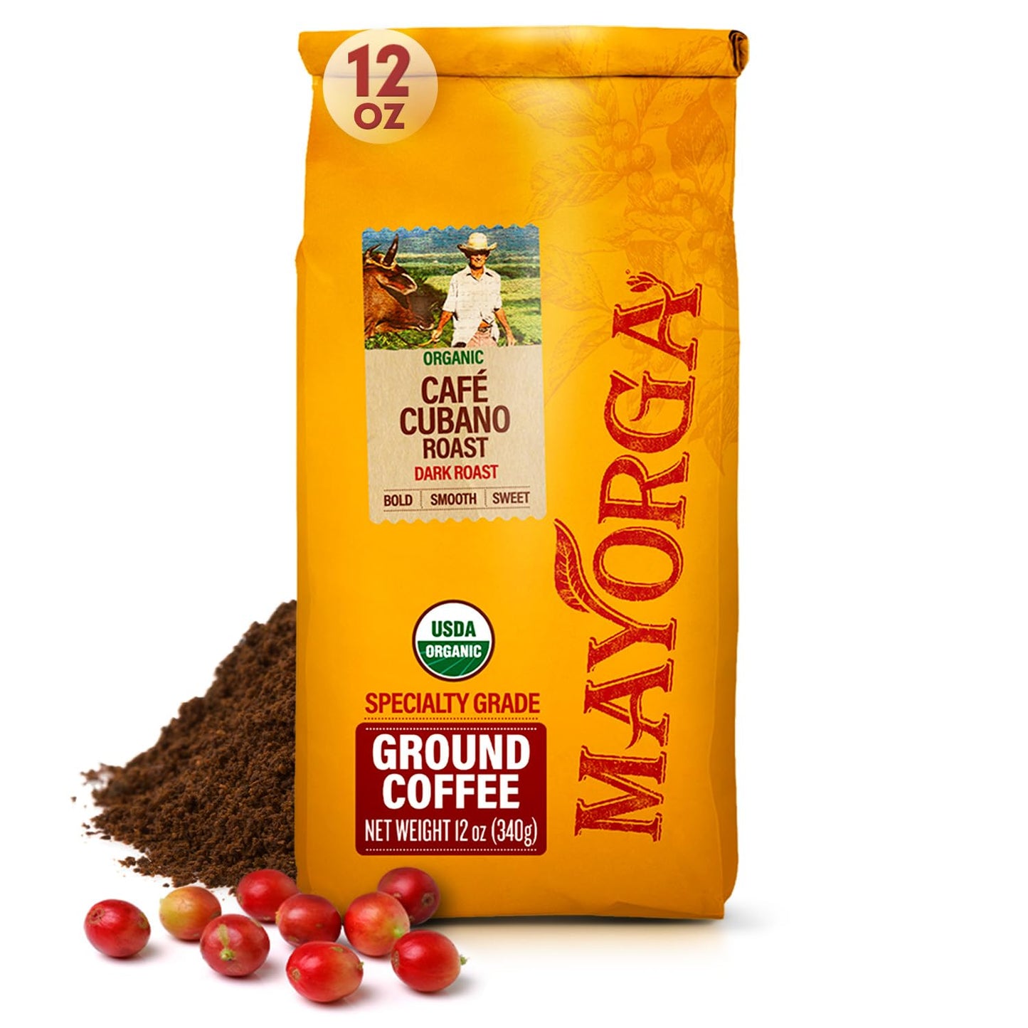 Mayorga Cubano Roast Dark Coffee 12oz Bag - USDA Organic