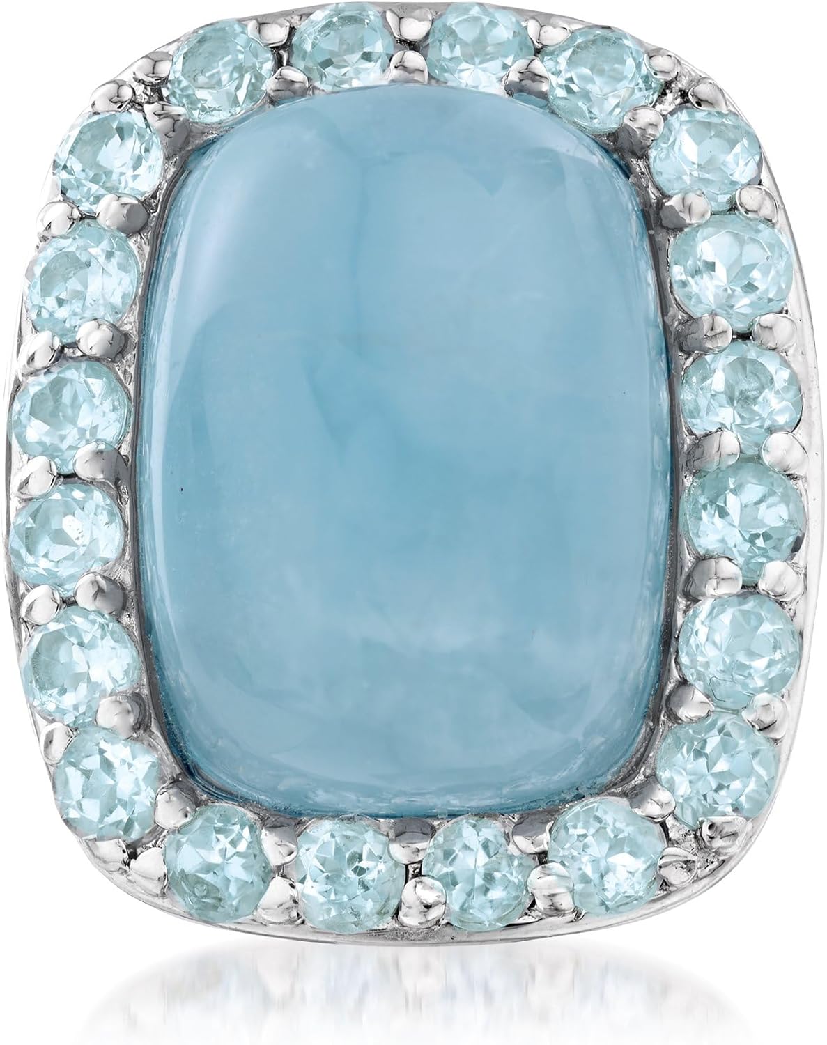 19 Carat Aquamarine and Blue Topaz Ring in Sterling Silver