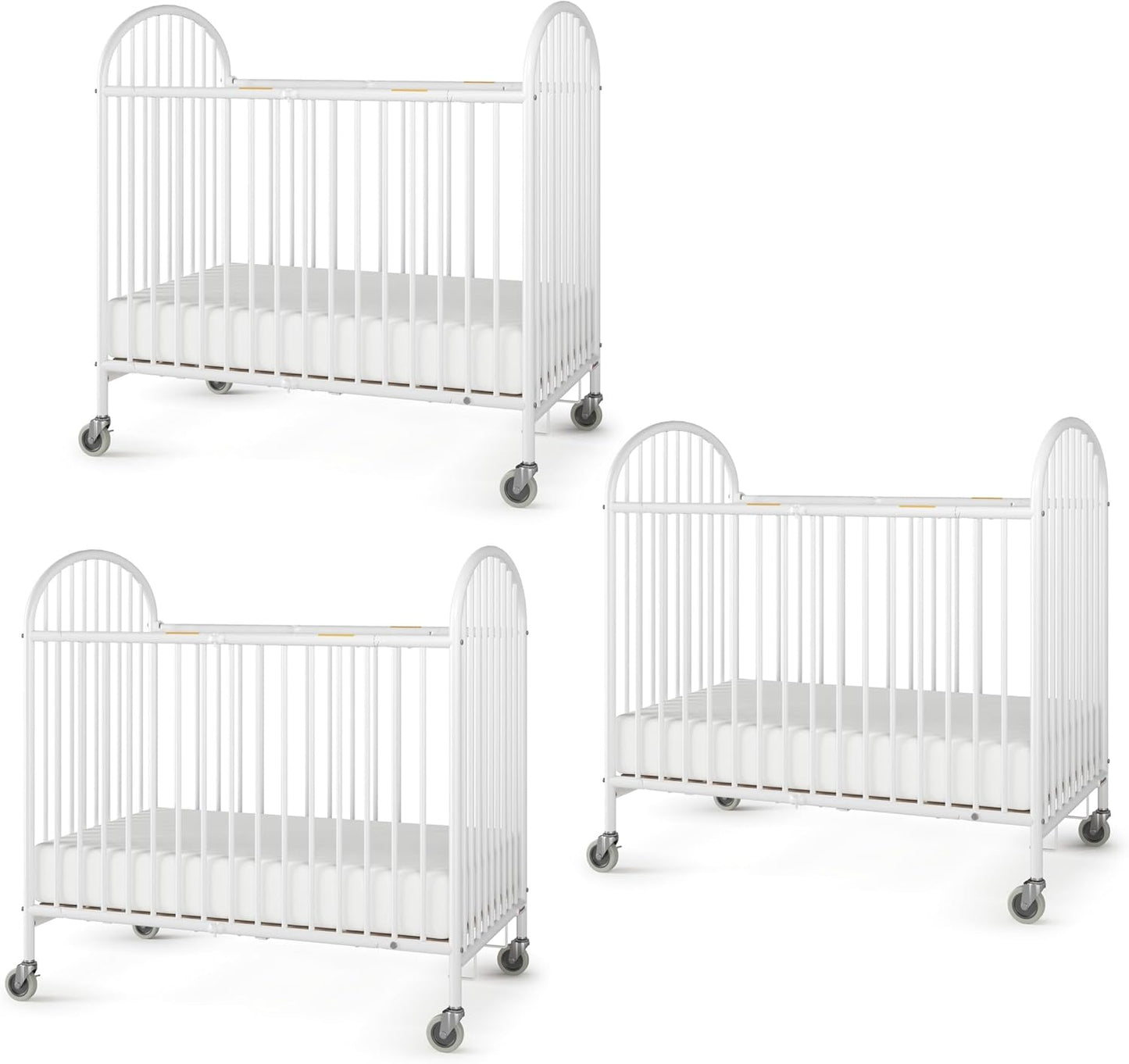 Foundations Pinnacle Metal Compact Folding Crib 3 Pack for Hotels