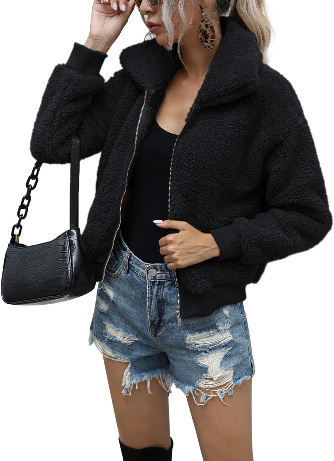AKEWEI Women's Short Faux Fur Coat for Warm Winter Style