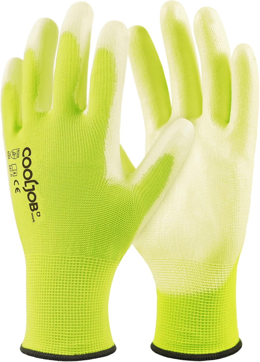 COOLJOB 60 Pairs Safety Work Gloves with Grip PU Coating