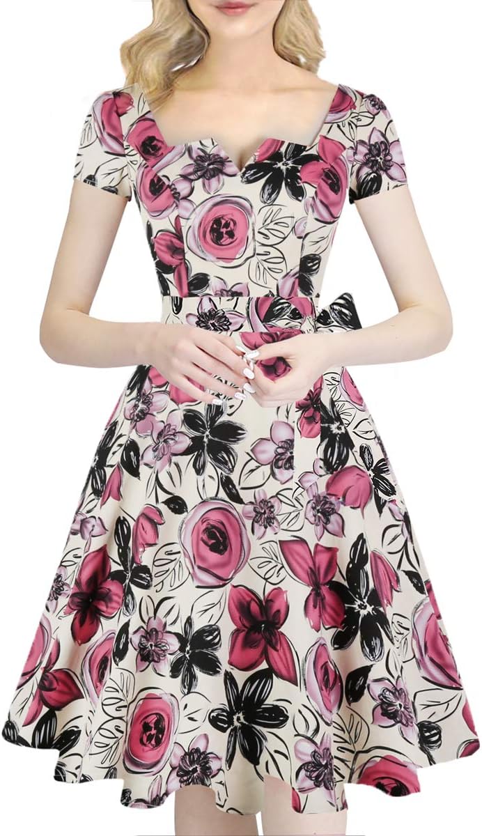 Girstunm Women's Classic Tea Dress with Pockets for Any Occasion
