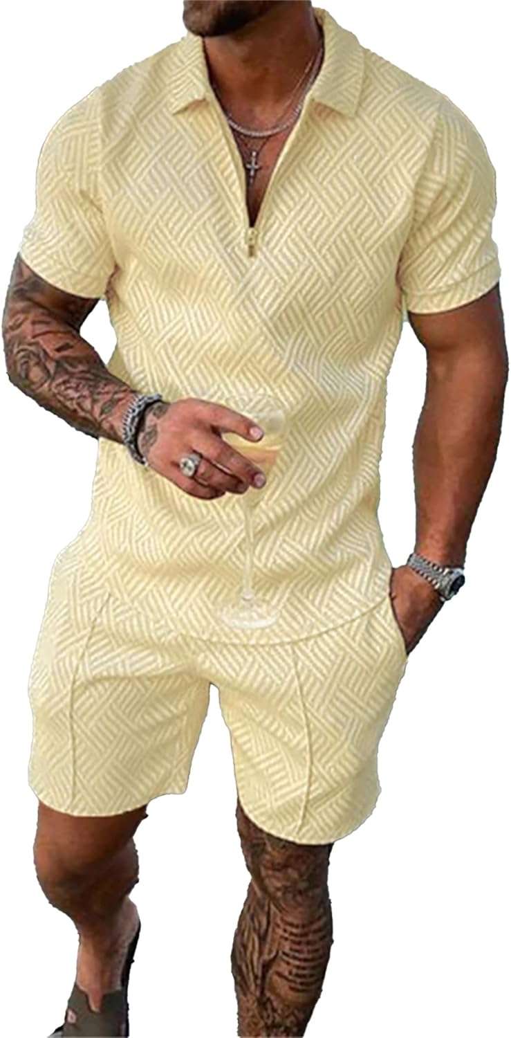 Men's Short Sets Outfits 2 Piece Summer Tracksuit for Comfort
