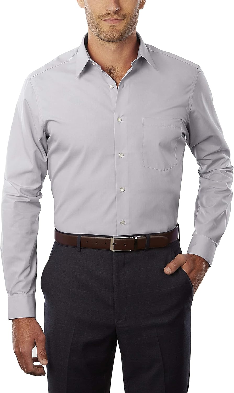 Van Heusen Men's Dress Shirt Fitted Poplin Solid for Comfort