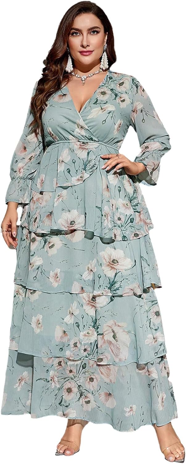 Plus Size Womens Floral Print Maxi Dress for Summer Elegance