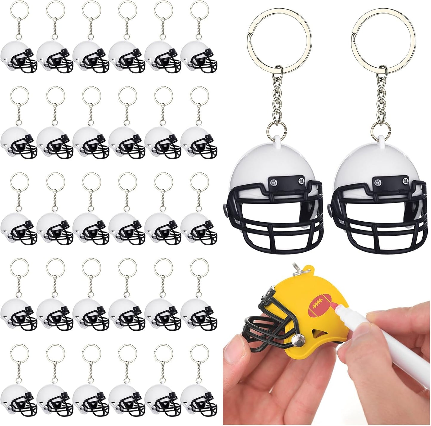 32 Pcs Football Keychain Blanks DIY Kit