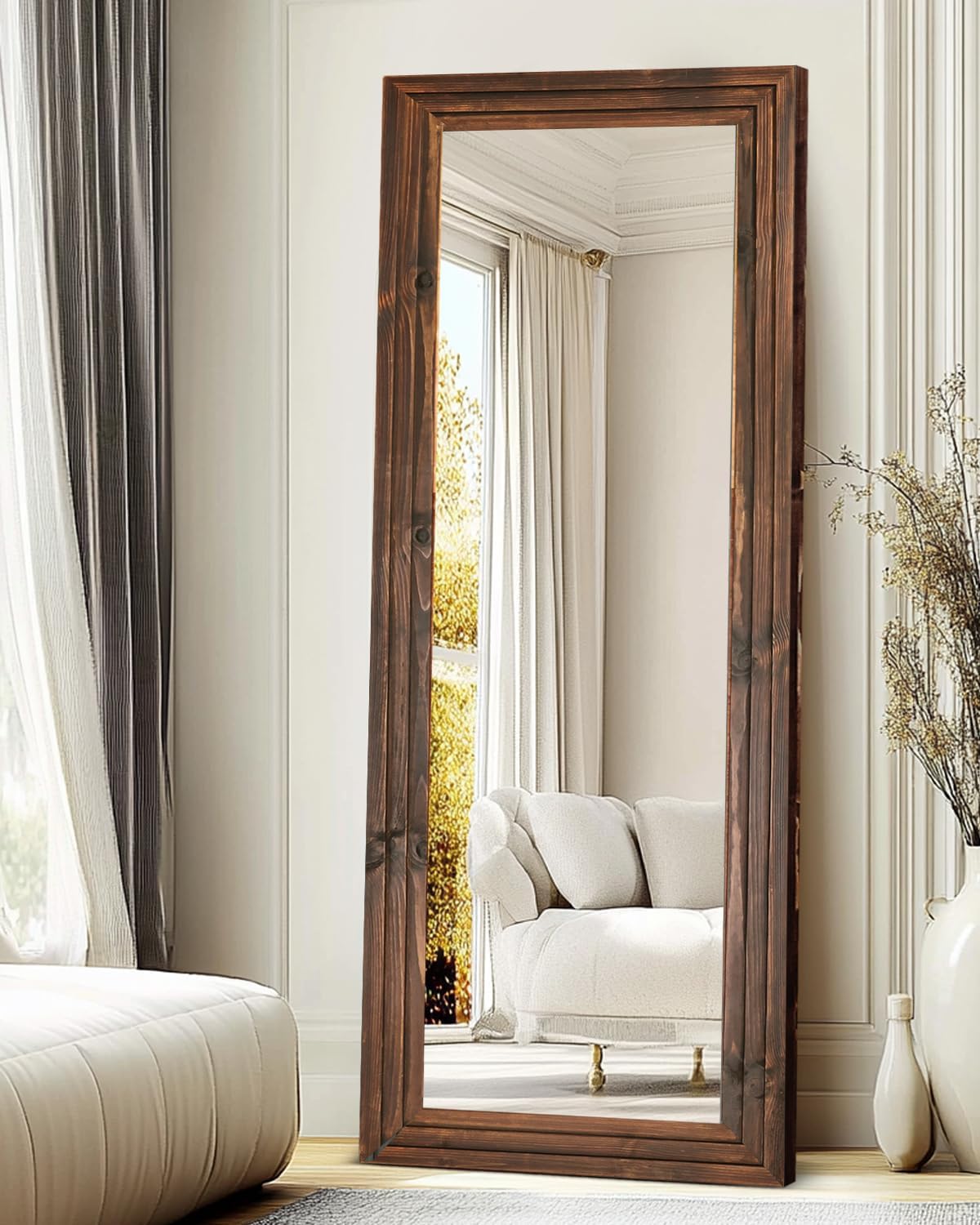 Full Length Mirror 65in Solid Wood Frame for Living Room Use