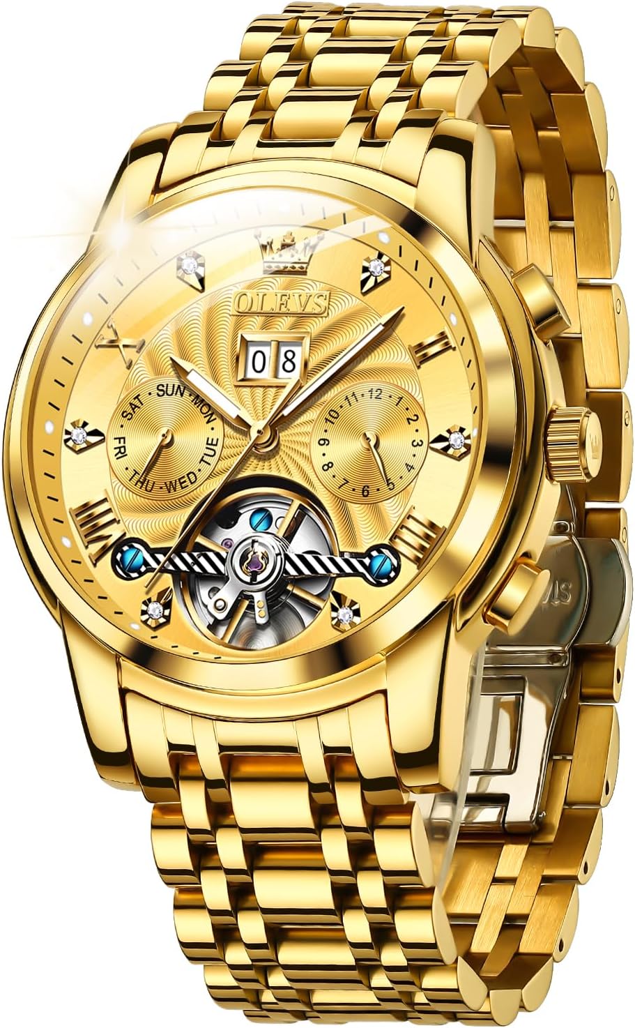OLEVS Gold Luxury Automatic Calendar Watch