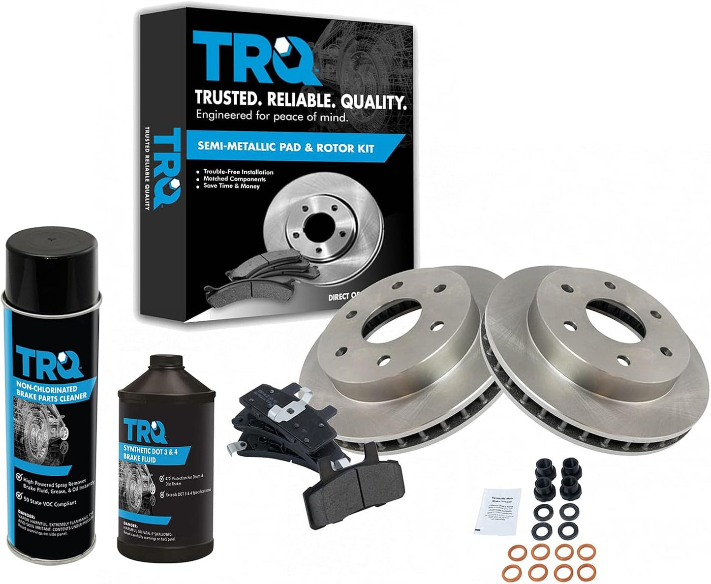 TRQ Front Brake Pad & Rotor Kit for Cadillac and Chevrolet Models