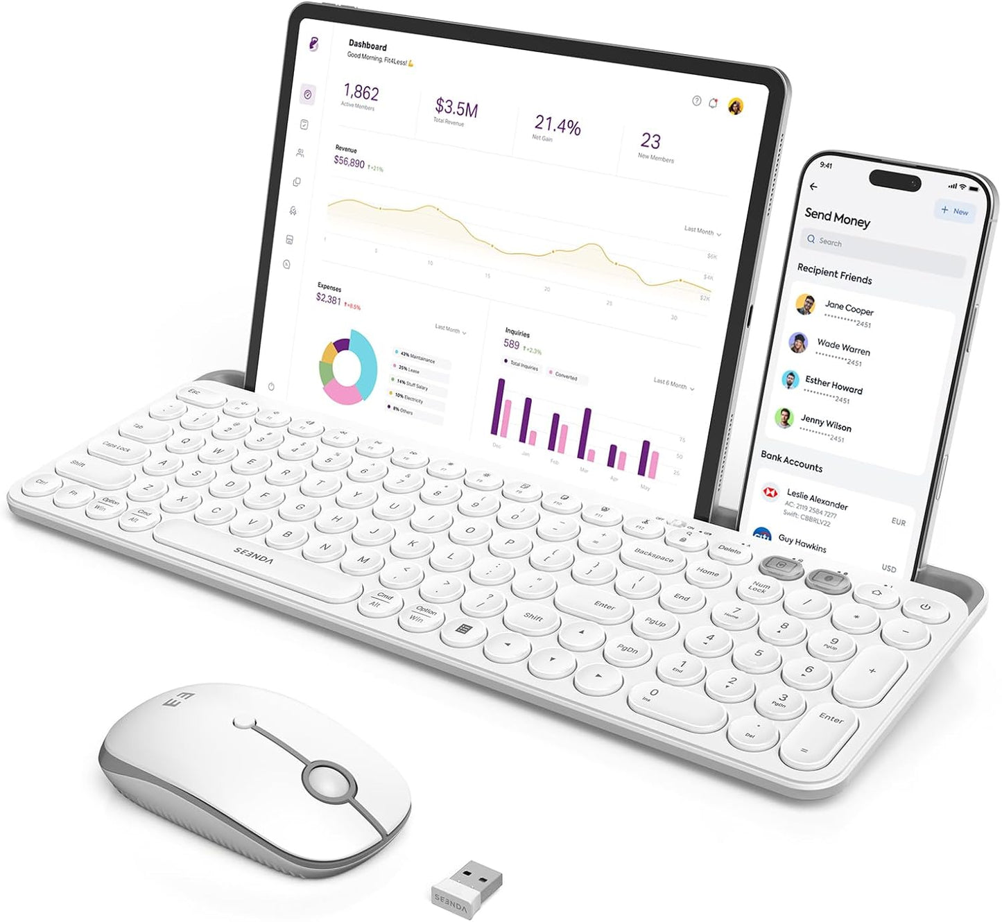 seenda Bluetooth Keyboard and Mouse for iPad - Multi-Device Use