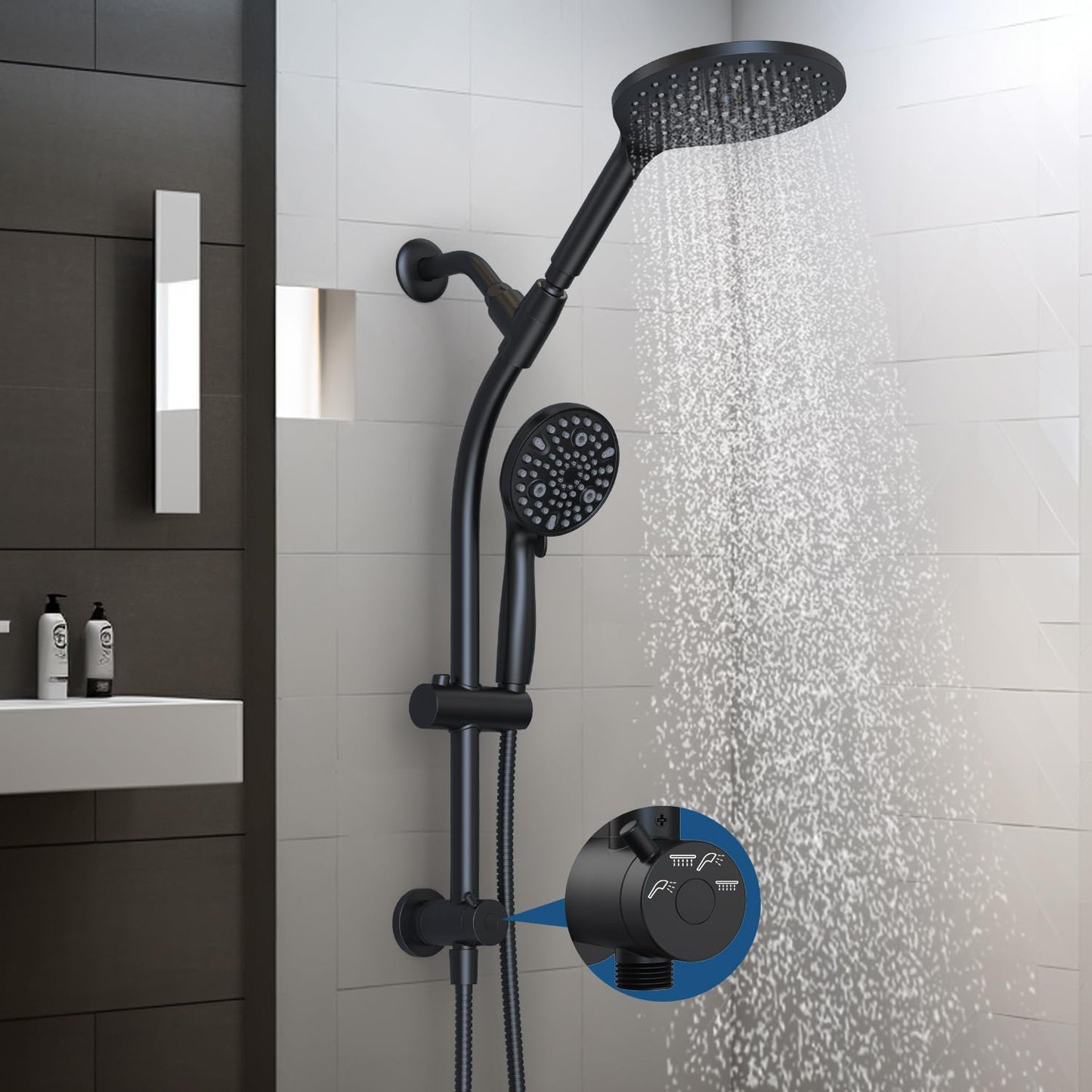 7.5 Rotatable Dual Shower Head with Handheld Combo for Families