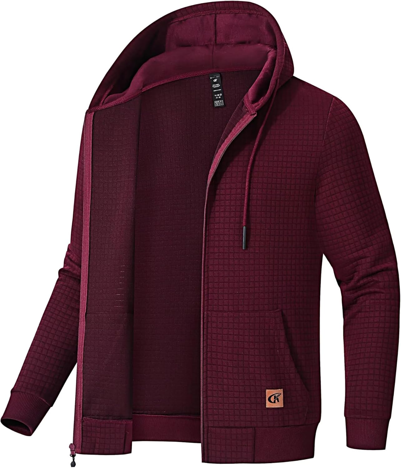 Satankud Men's Jacquard Plaid Lightweight Zipper Hoodie Jacket