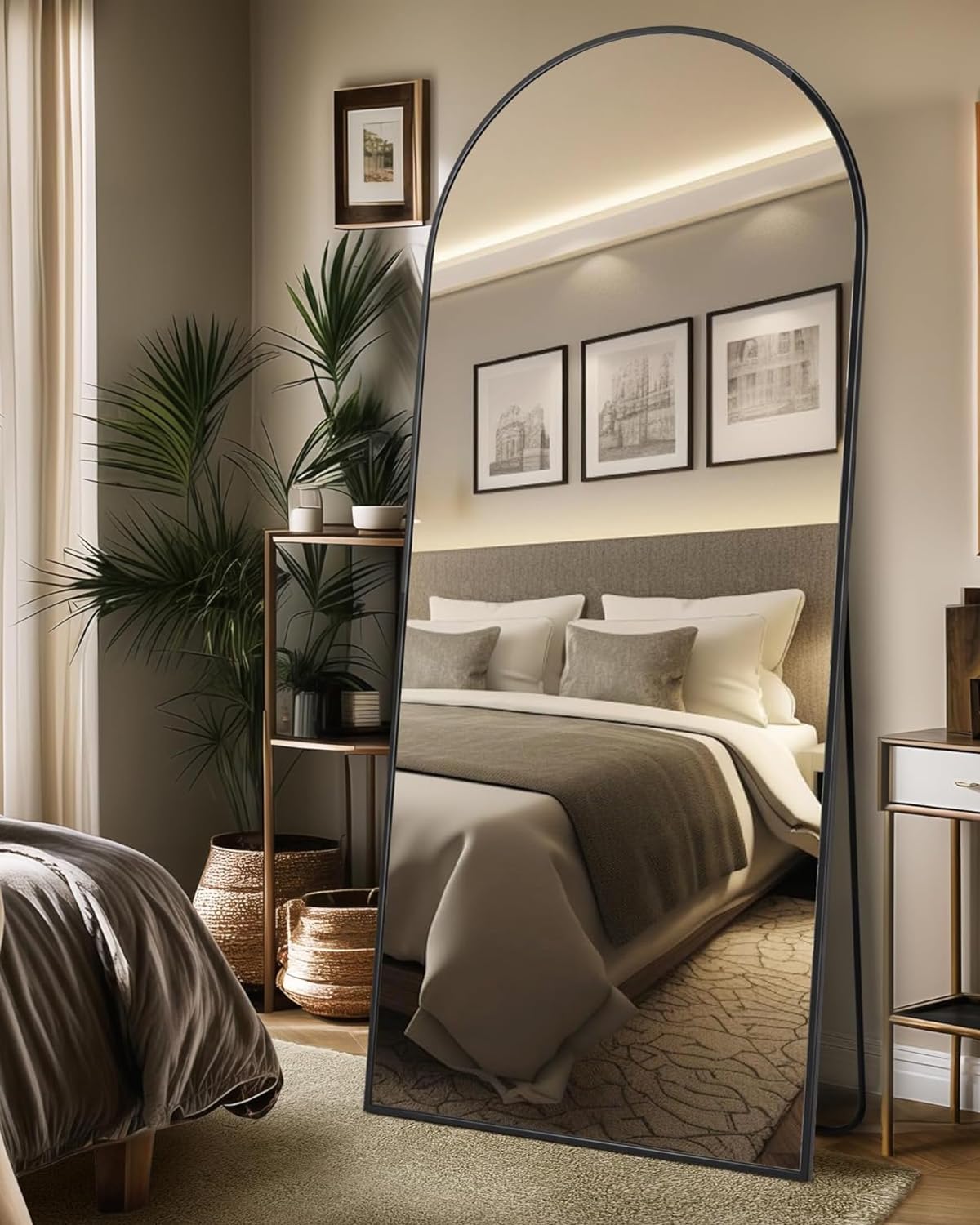 Suidia Full Length Mirror 71x32 Freestanding Arched Style