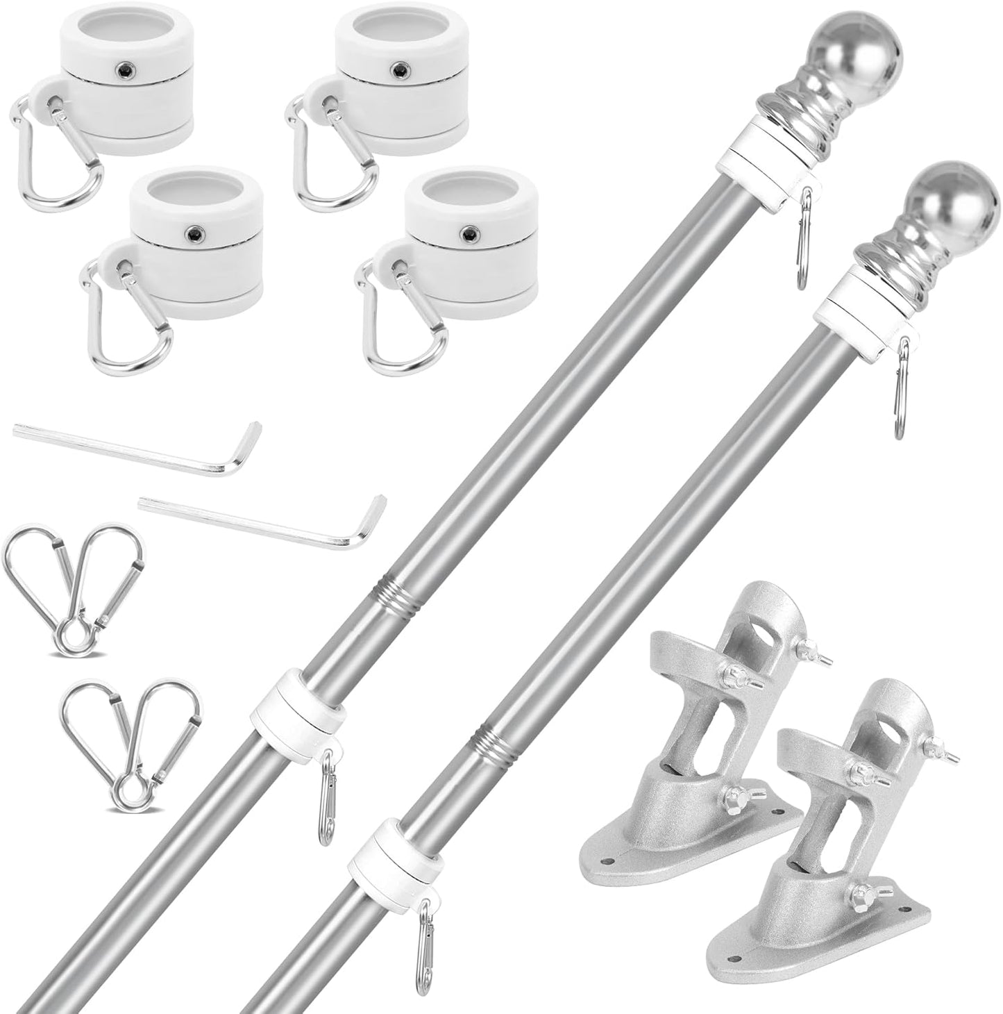 American Flag Pole Kit for Outside House with Bracket - 2 Packs