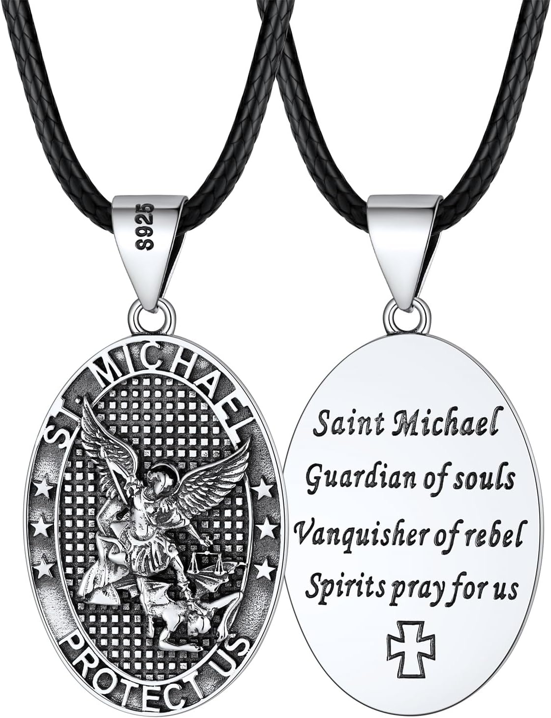 Saint Michael Necklace in Stainless Steel and Gold Plated Design