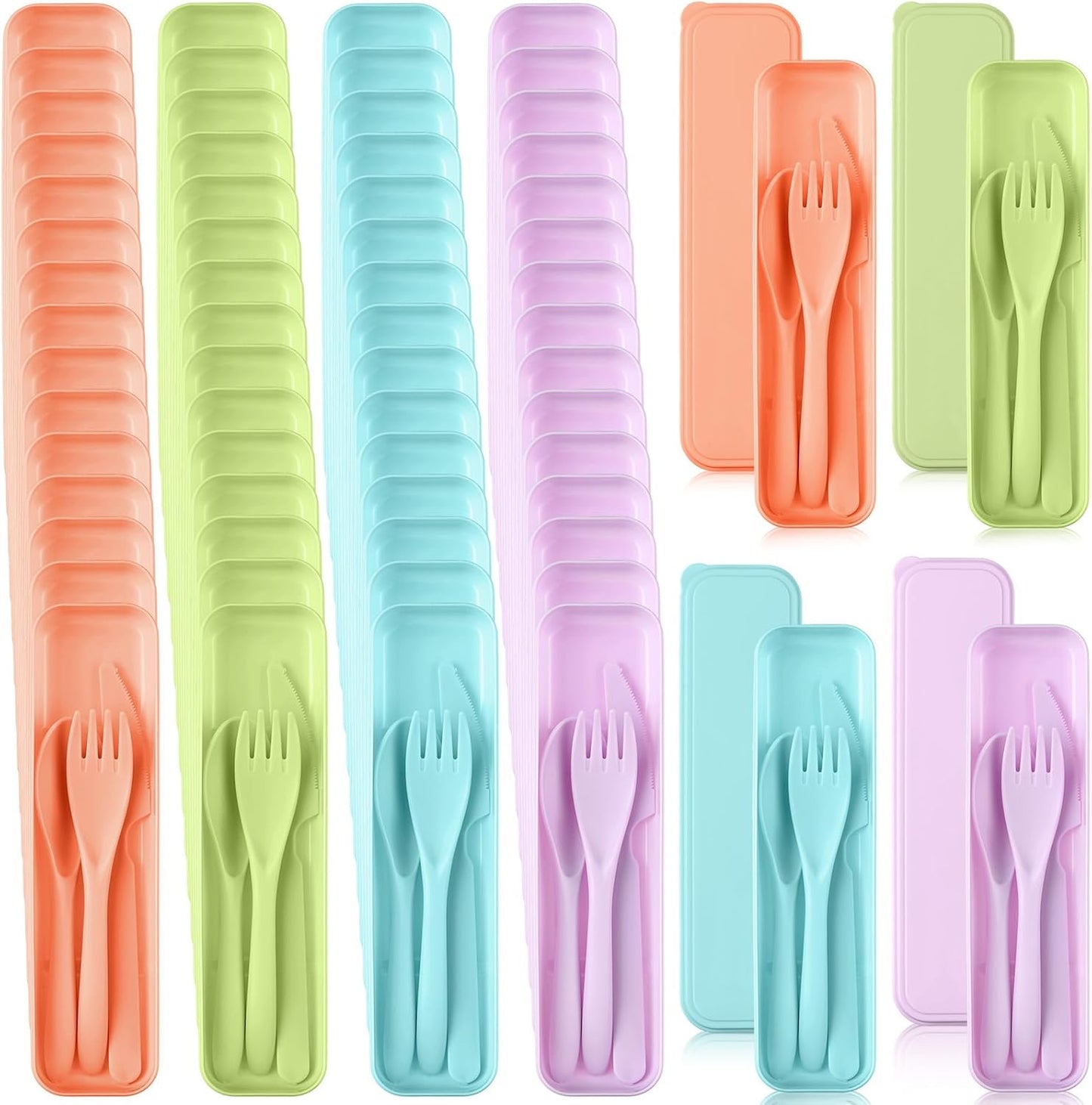 Jinei 50 Sets Reusable Travel Utensils Set for Camping and More