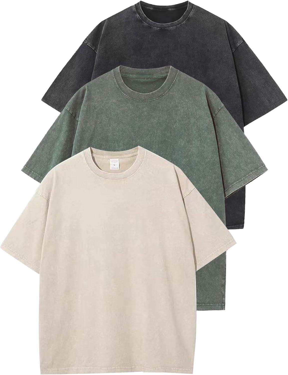 Flygo 3 Pack Men Oversized T Shirts for Casual Streetwear