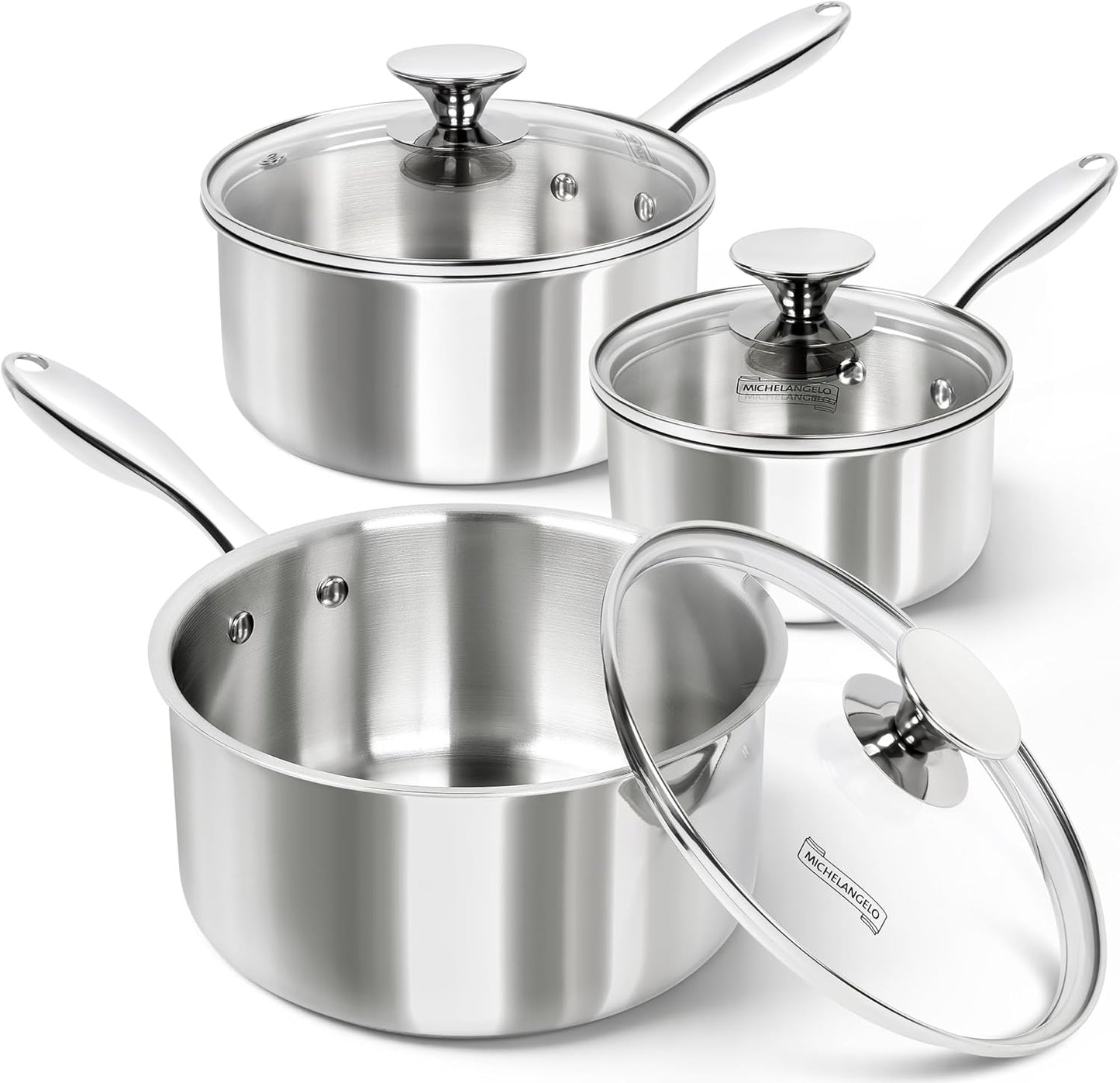 MICHELANGELO Triply Stainless Steel Saucepan Set for Every Kitchen