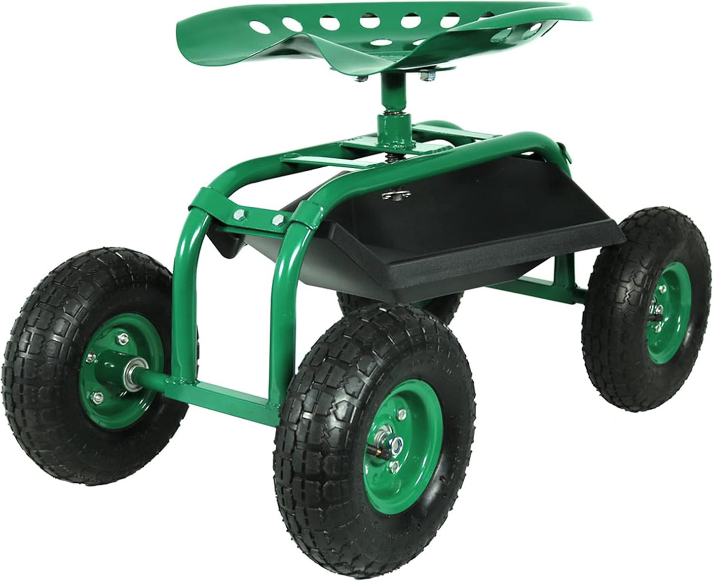 Sunnydaze Rolling Garden Cart with Swivel Seat and Storage