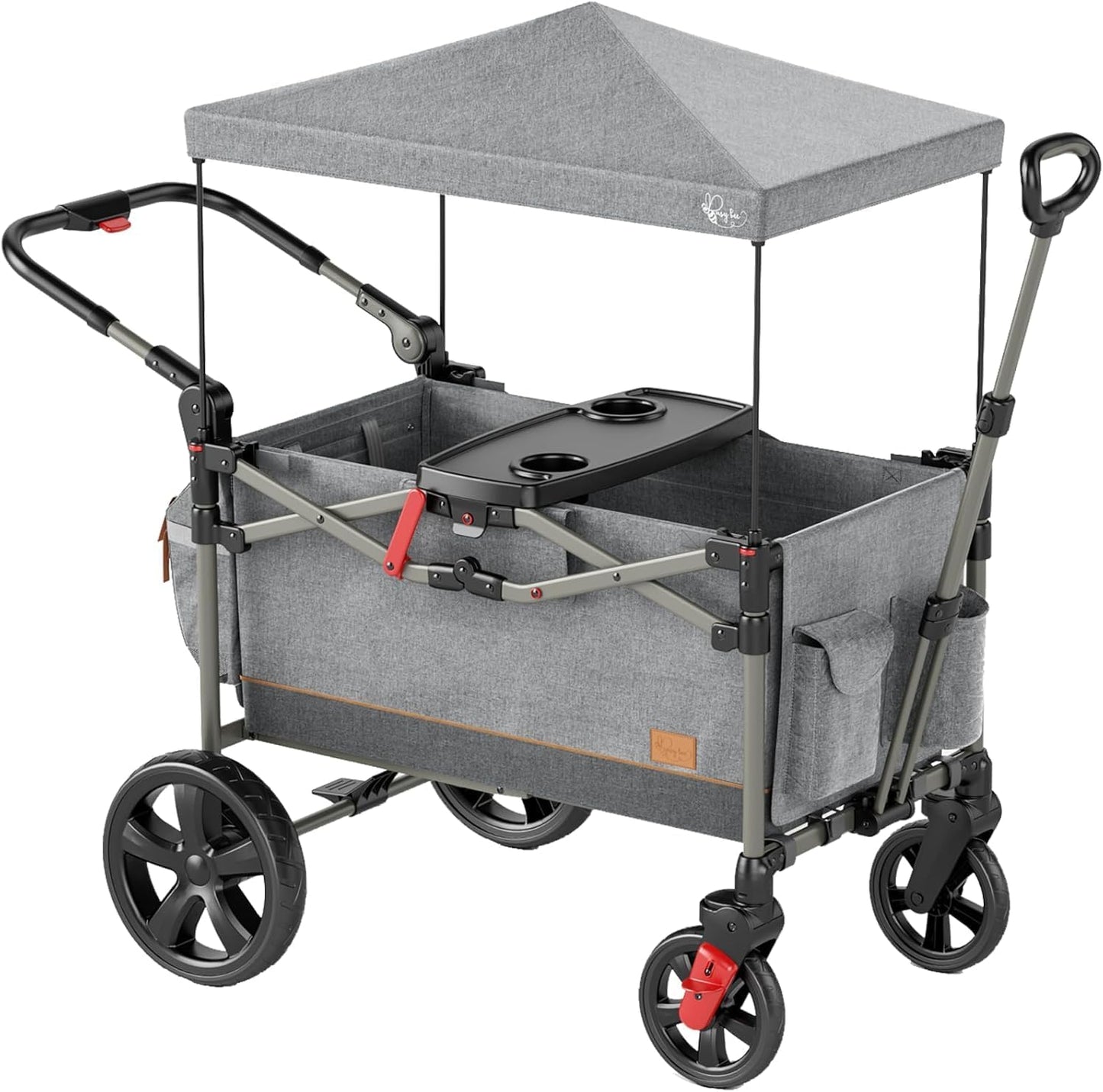 Busy Bee Foldable Wagon Stroller for 2 Kids with Canopy