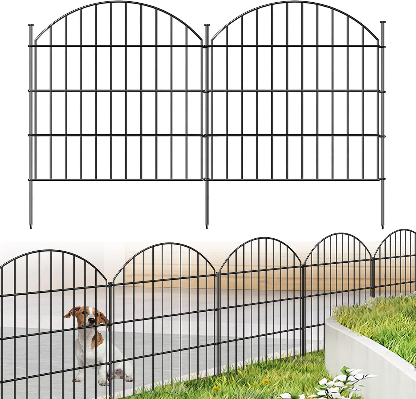 Metal Garden Fence 28in x 11.7ft, Rustproof Dog Barrier Panels