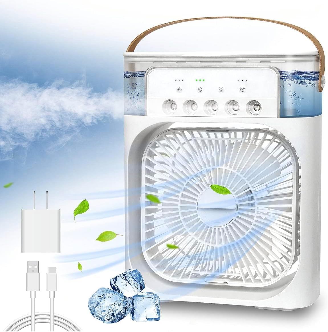 Portable Mini Air Cooler: 3 Wind Speeds, 3 Spray Modes