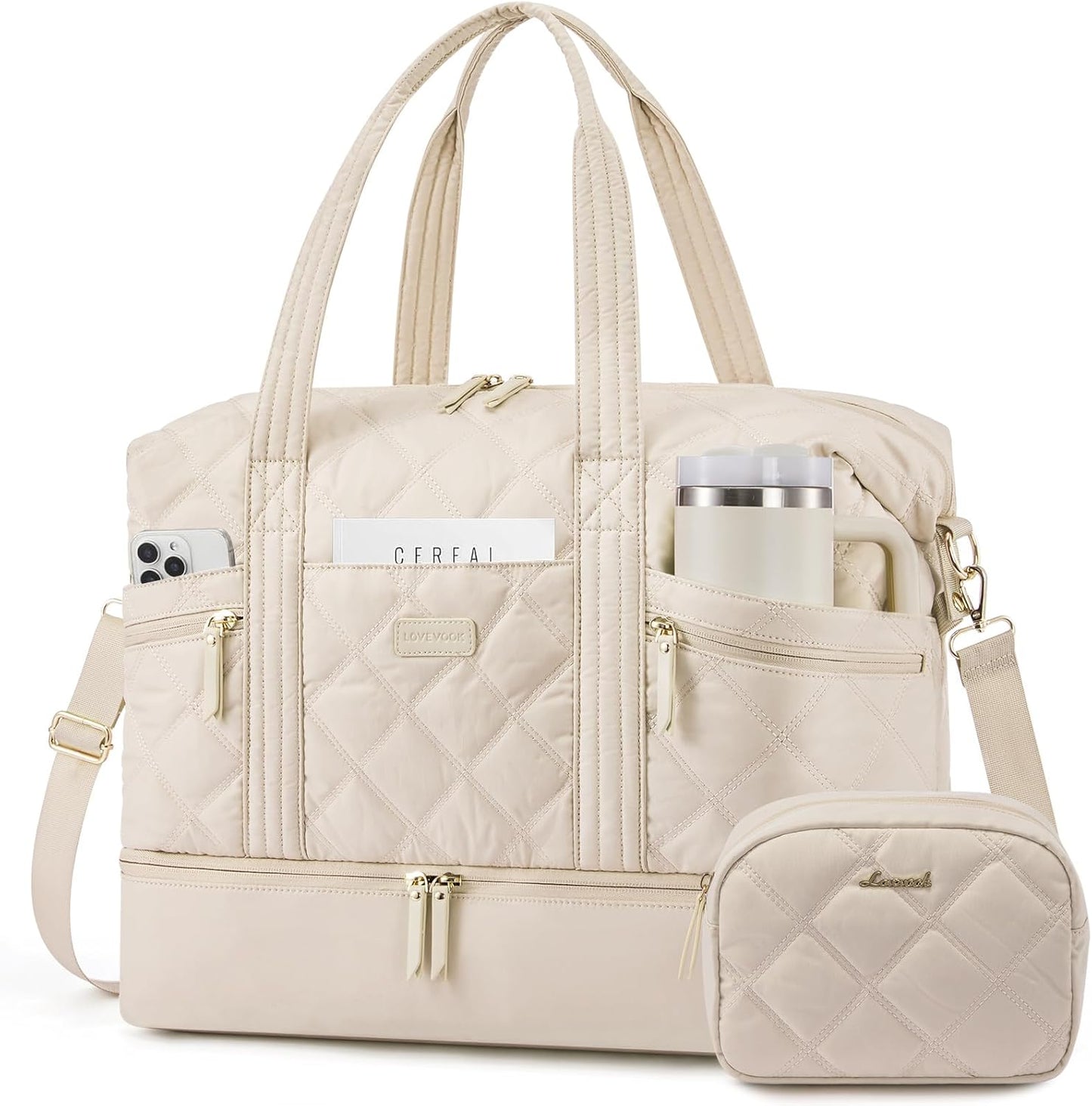 LOVEVOOK Travel Duffle Bag with Shoe Compartment for Women