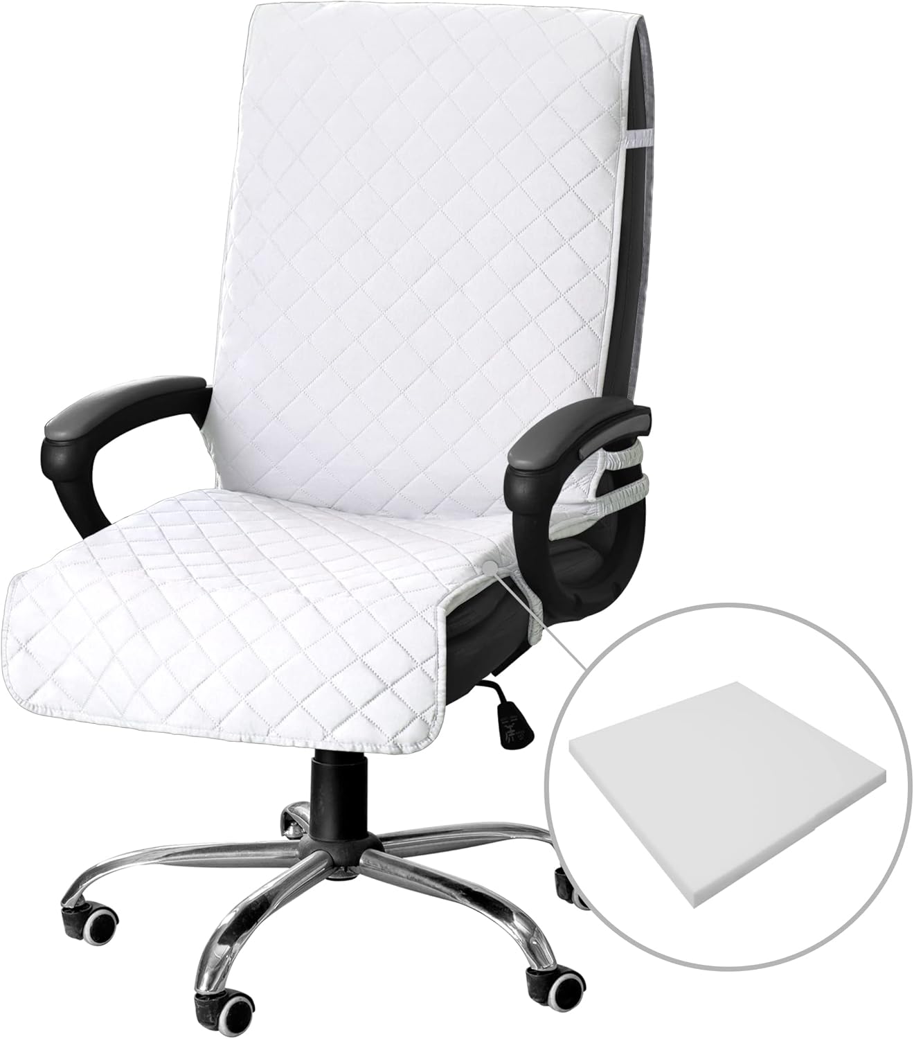 Memory Foam Office Chair Protector - Seat Cushion + Slipcover