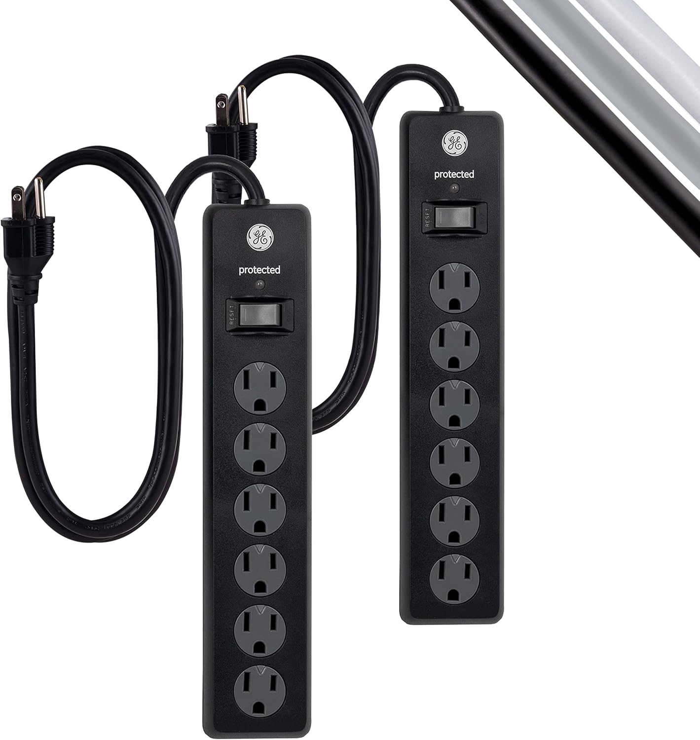 GE 6-Outlet Surge Protector 2-Pack: 800 Joules Protection