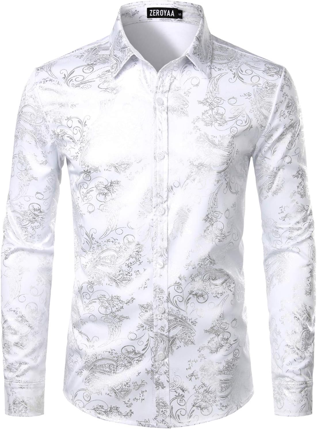 Luxury Paisley Dress Shirt for Men - Shiny Floral Print Style