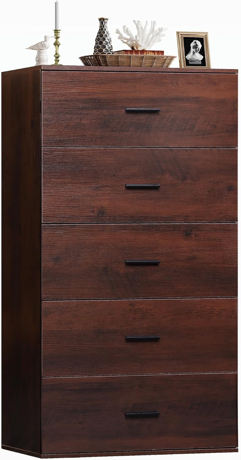WLIVE Tall Dresser with 5 Drawers for Modern Minimalist Storage