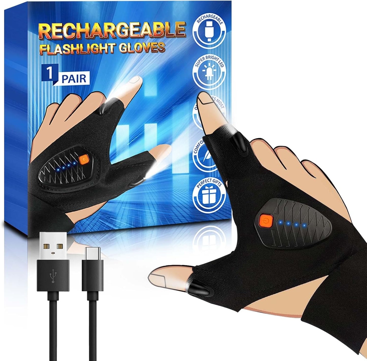 LED Flashlight Gloves - Hands-Free Illumination!
