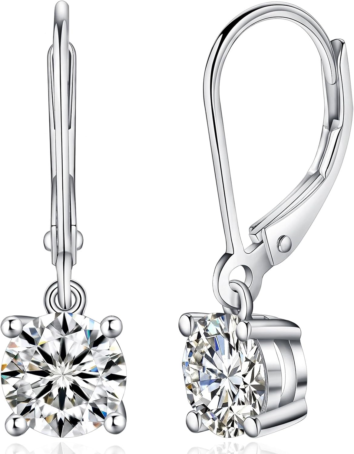 YODEWA Moissanite Earrings for Women in 18K White Gold