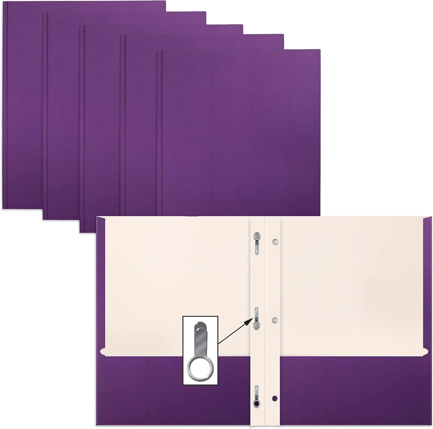 Purple 2-Pocket Folders with Prongs, 50-Pack: Matte Texture & Metal Prongs