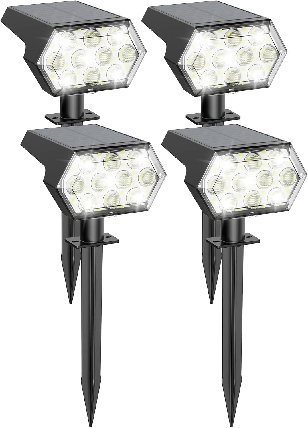 Kaxiida Solar Spot Lights Outdoor with 25% Larger Panel & 92 LEDs