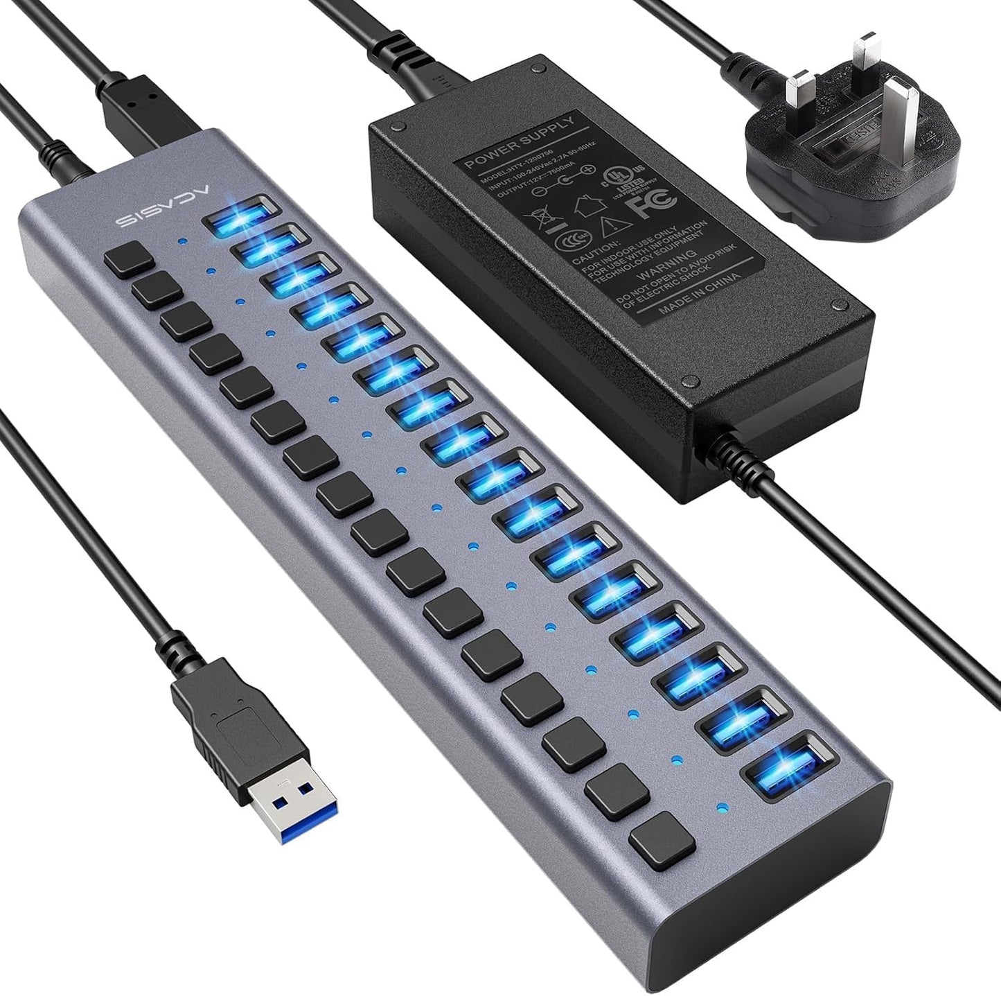 ACASIS 16-Port USB 3.0 Hub - High-Powered Efficiency