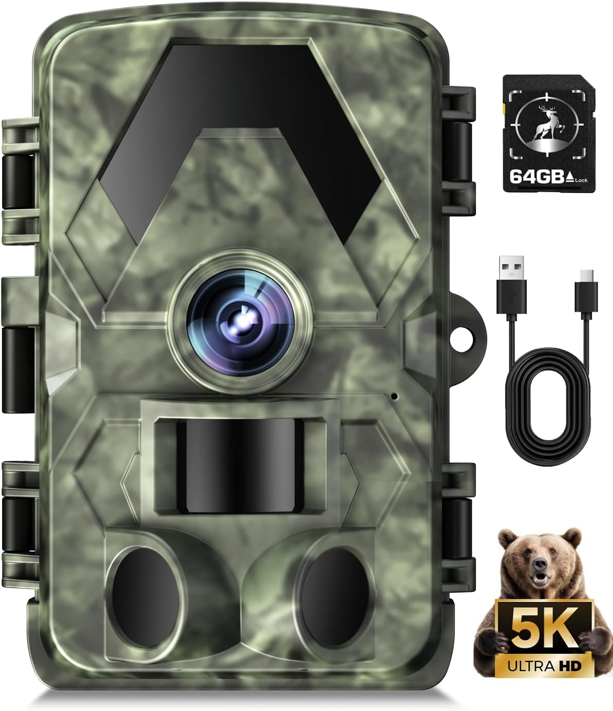 5K 60MP Trail Camera: No Glow Night Vision