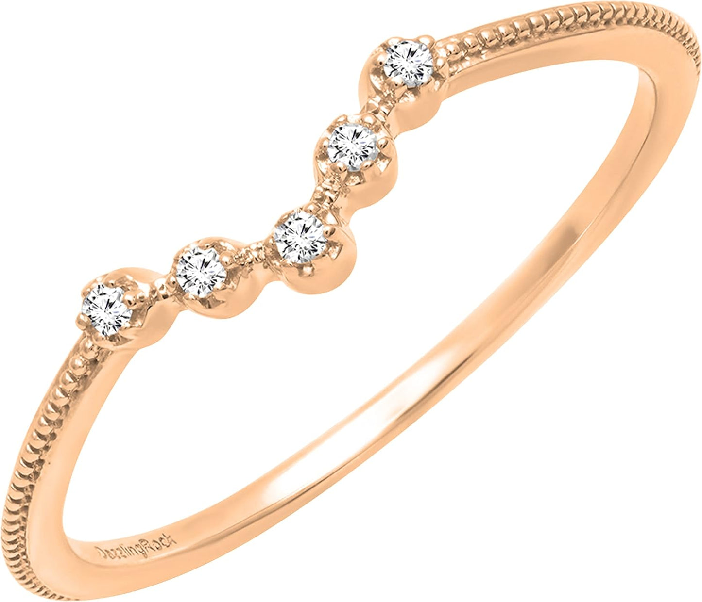 Dazzlingrock Collection White Diamond 5 Stone Beaded Band for Women