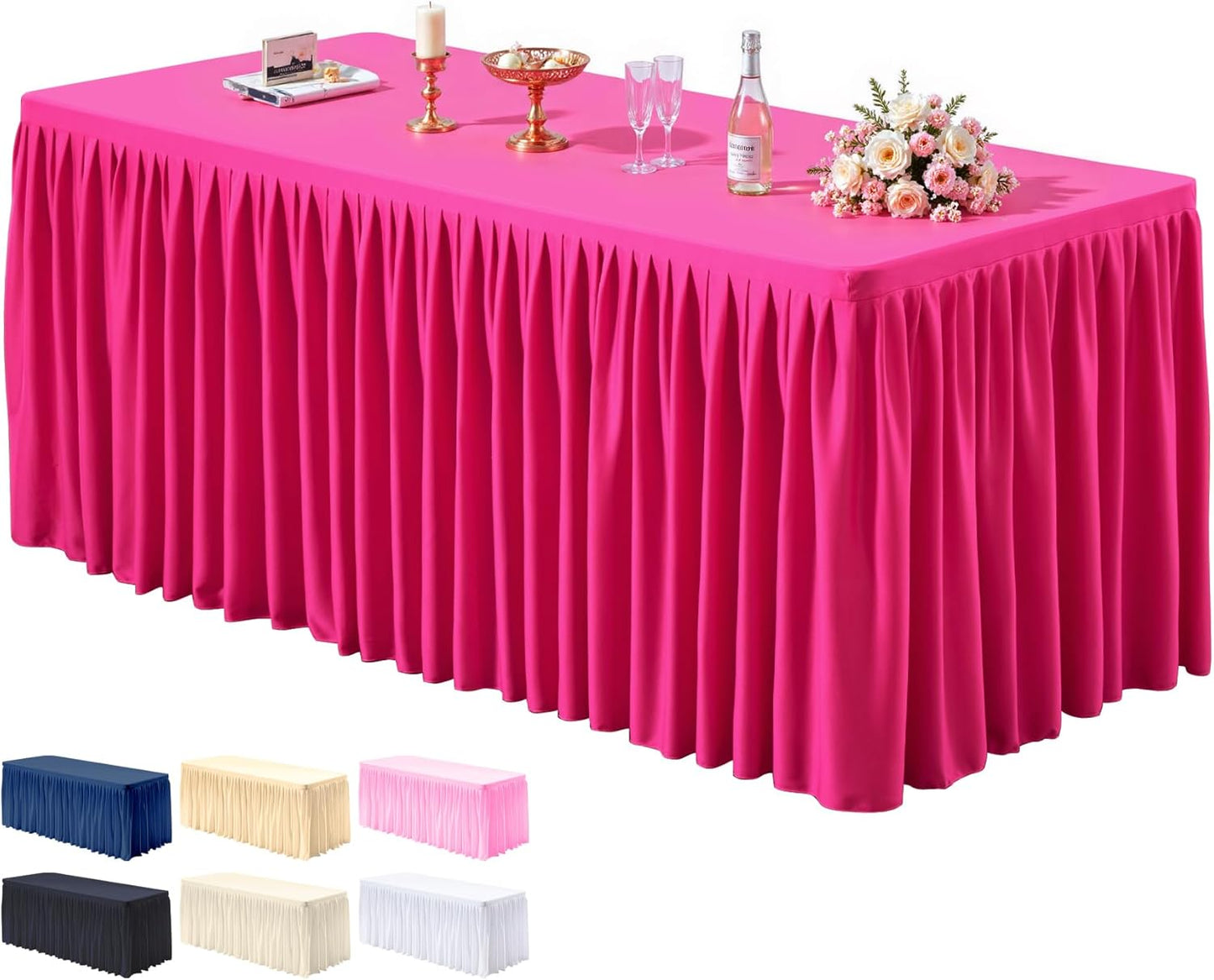 Hot Pink Tablecloths for Rectangle Tables by PARTISKY - 8ft