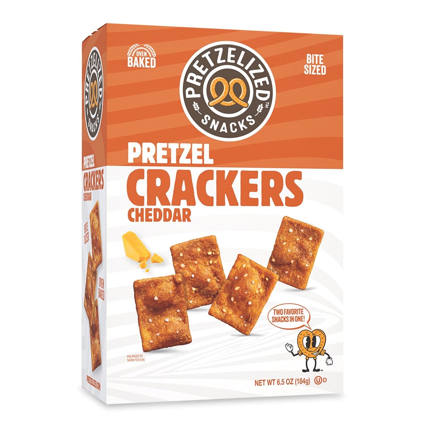 Pretzelized Snacks Cheddar Pretzel Crackers, 6.5oz Box Pack of 12