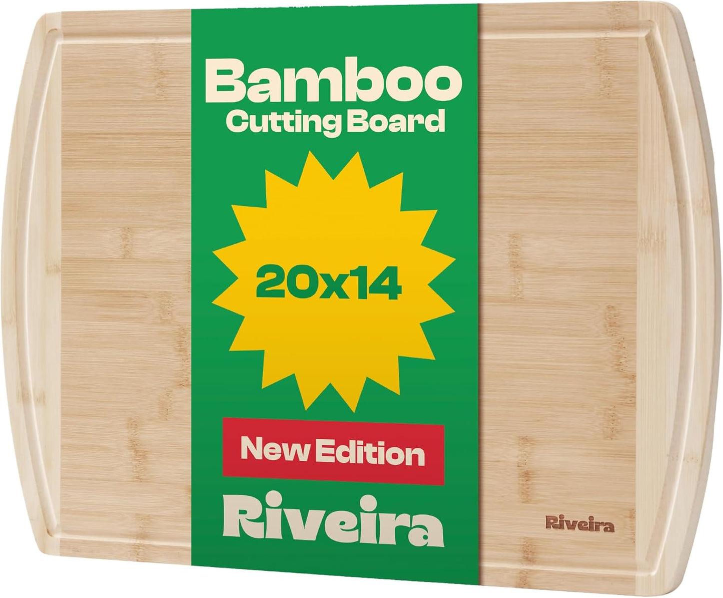 Riveira Two Tone Bamboo Wood Cutting Board for Kitchen Use