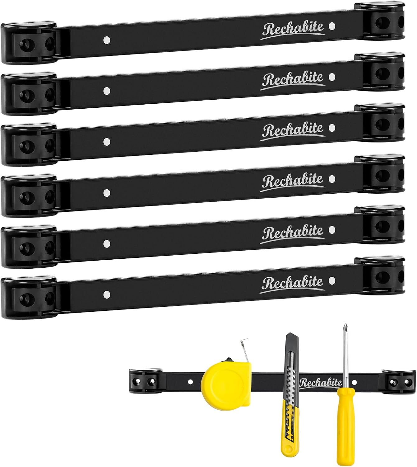 12in Magnetic Tool Holder Strip Set for Garage Organization