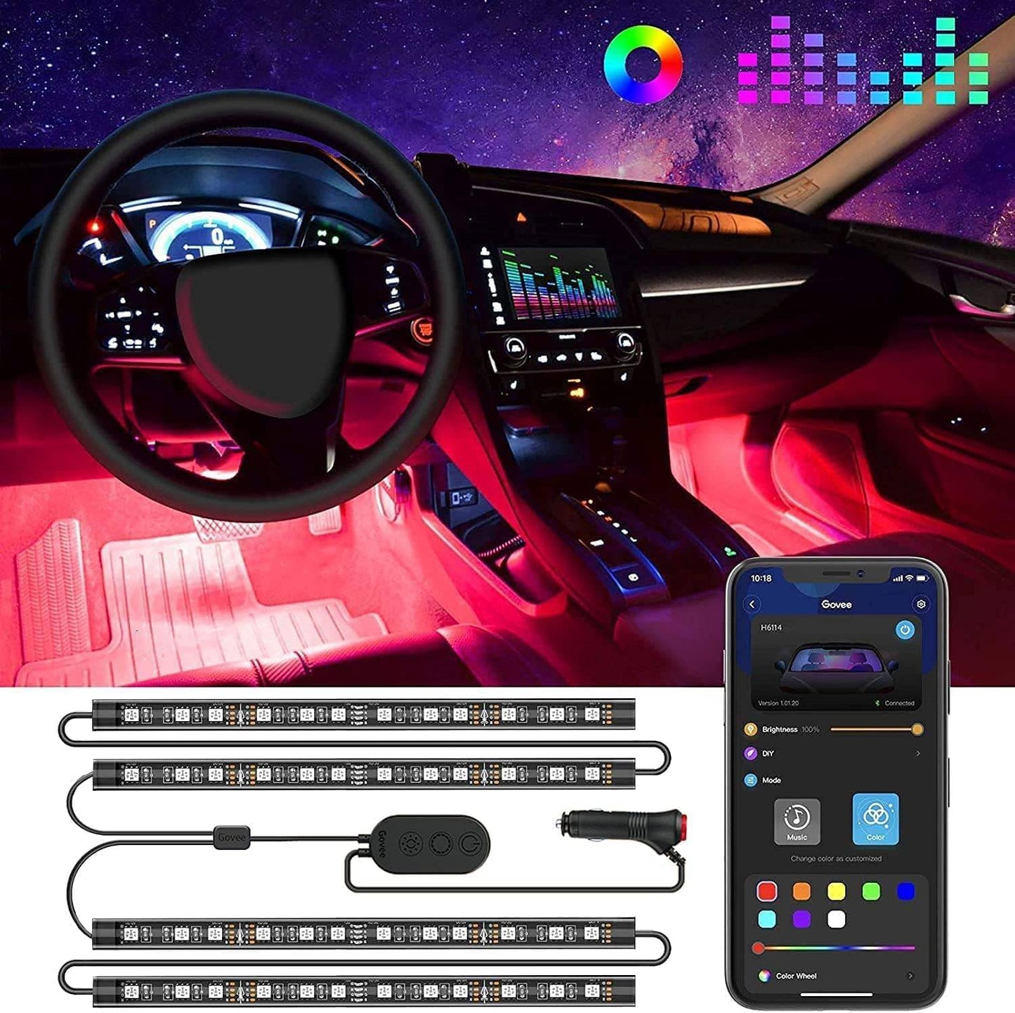 Govee Smart Car LED Lights: App Control, Music Mode