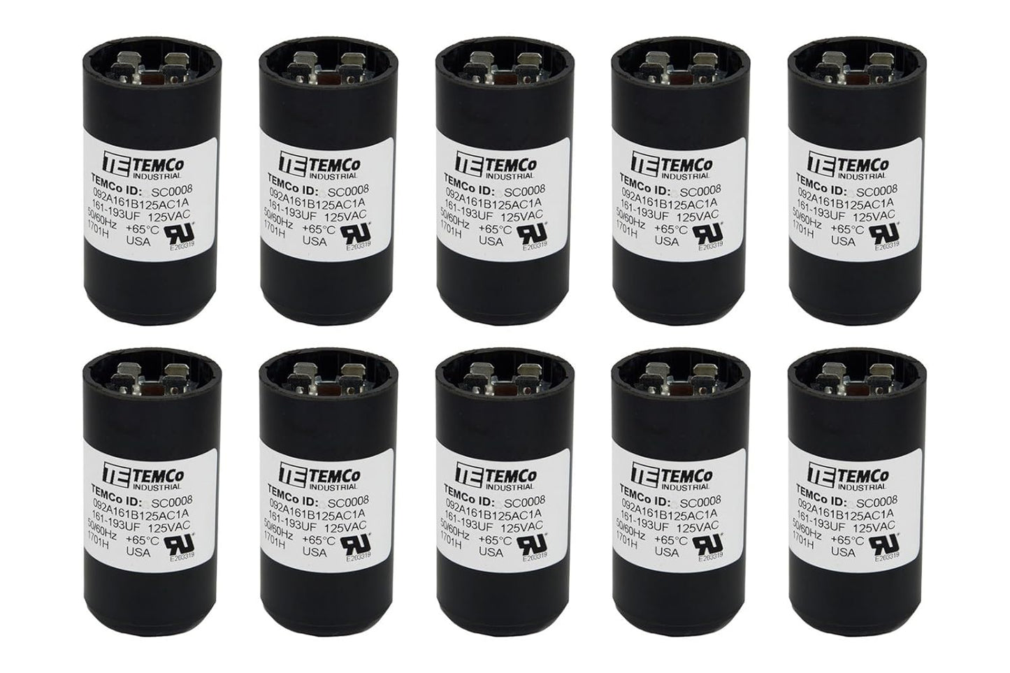 10 Pack 161-193 uF MFD CD60 Start Capacitors for HVAC Systems